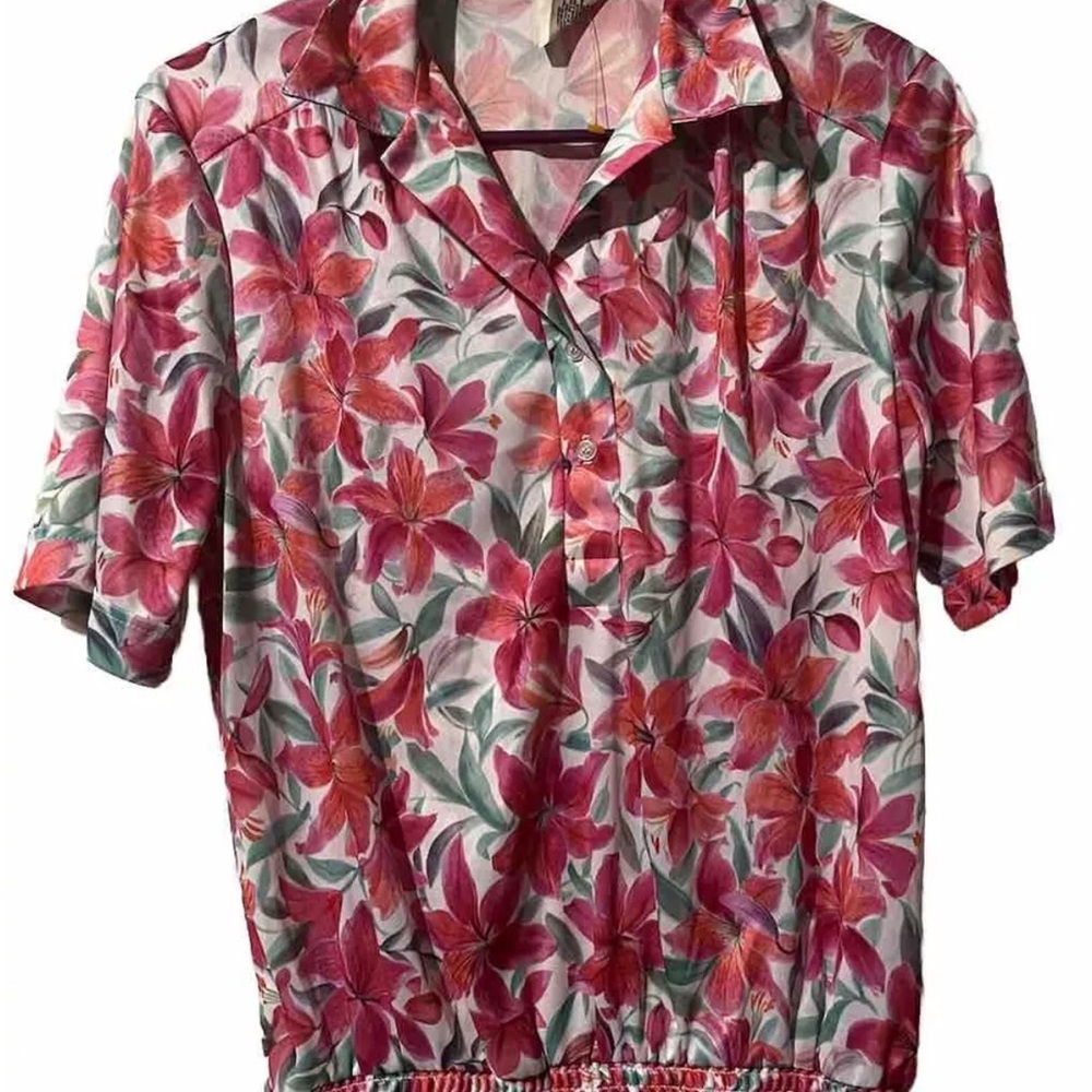 Vintage NIKKI Floral Short Sleeve Women’s Size 13/14